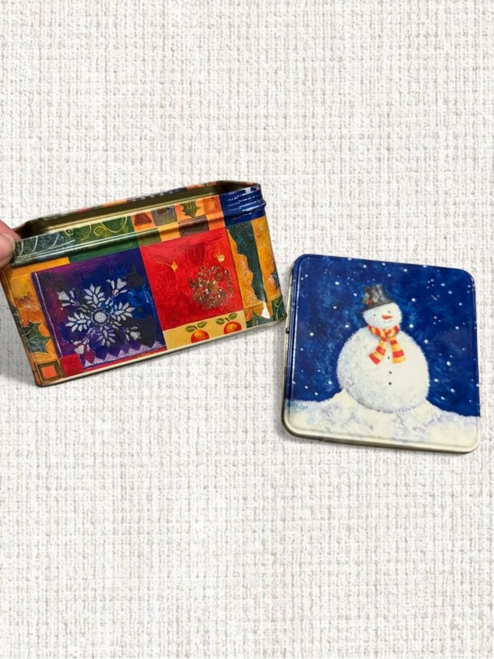 Snowman Christmas Metal Tin